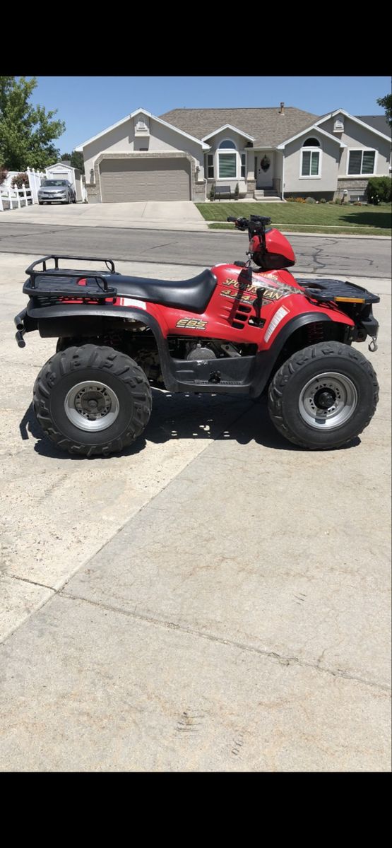 Polaris Sportsman 500 4x4 ATV Red 1365 Miles, snow plow, winch
