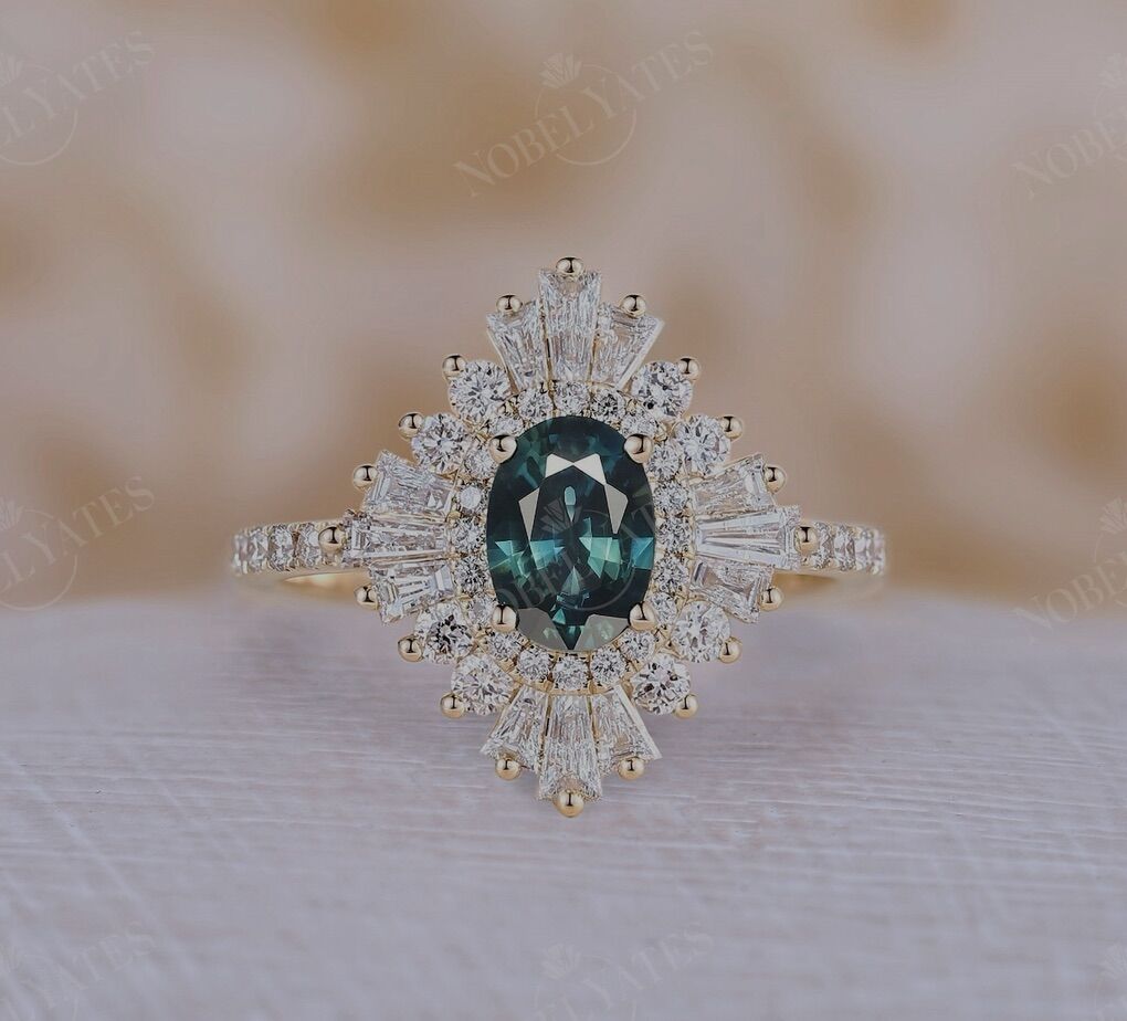 Teal Sapphire Wedding Ring - Size 5