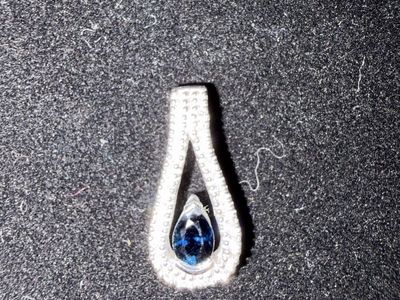 14K White Gold Blue Topaz Teardrop Pendant Charm