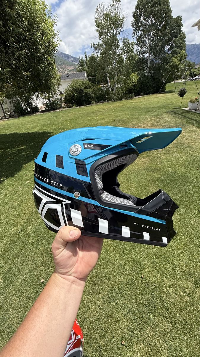 MSR Racing SC2 MX Division Adult Motocross Helmet - Blue/Black/White, Size SM, DOT Certified