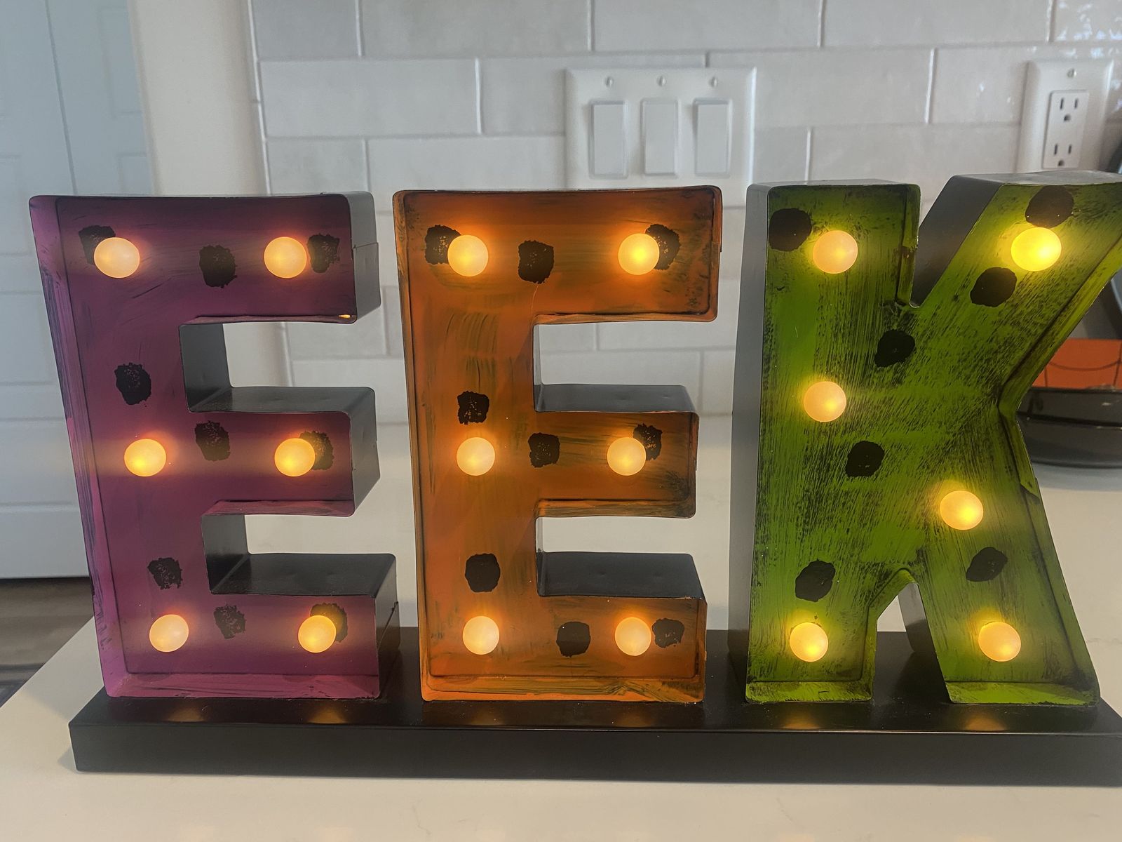 Lighted EEK Halloween Sign