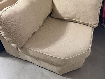 Beige Fabric Sectional Corner Chair / Oversized Armchair with Cushions