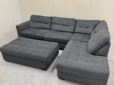 Dark Gray Sectional Couch w/ Ottoman - Delivery Available