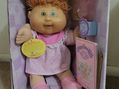 Cabbage Patch Kids Joelle Catalina Doll, Pink Dress, Red Hair, Green Eyes, New in Box with Papers