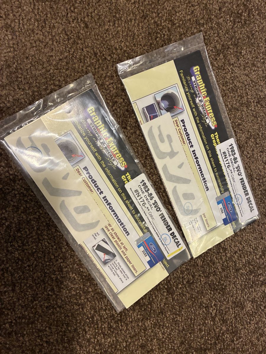 Ford Mustang SVO fender decals new official licensed product Set of 2!