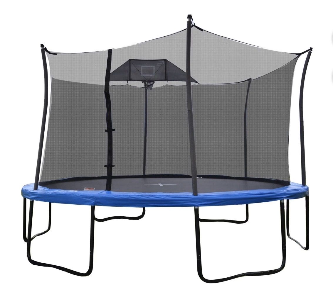 Propel 14′ Heavy-Duty Pro Trampoline With Basketball Hoop