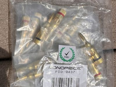 MONOPRICE 9437, Gold-Plated Speaker Banana Plugs, 5 Pairs (5blk+5red ) , NEW