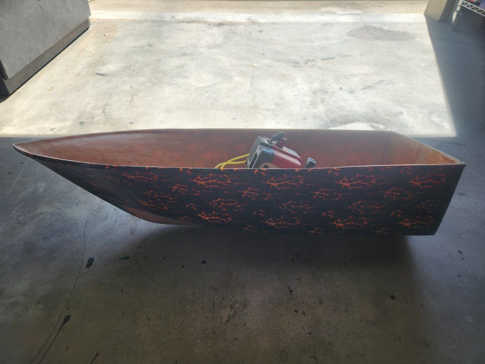 Custom Built RC Boat Hull - Unfinished Project with Outboard Motor