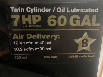 Craftsman 60 gallon 7 hp air compressor