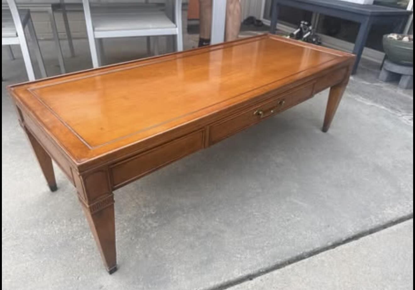 Hekman Solid Wood Coffee Table – Cherry Finish w/ Brass Feet