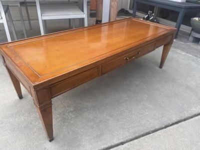 Hekman Solid Wood Coffee Table – Cherry Finish w/ Brass Feet