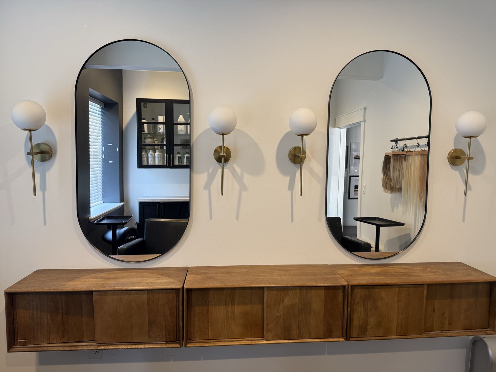 IKEA LINDBYN Black Oval Mirrors 23 5/8x47 1/4" - Modern Wall Decor