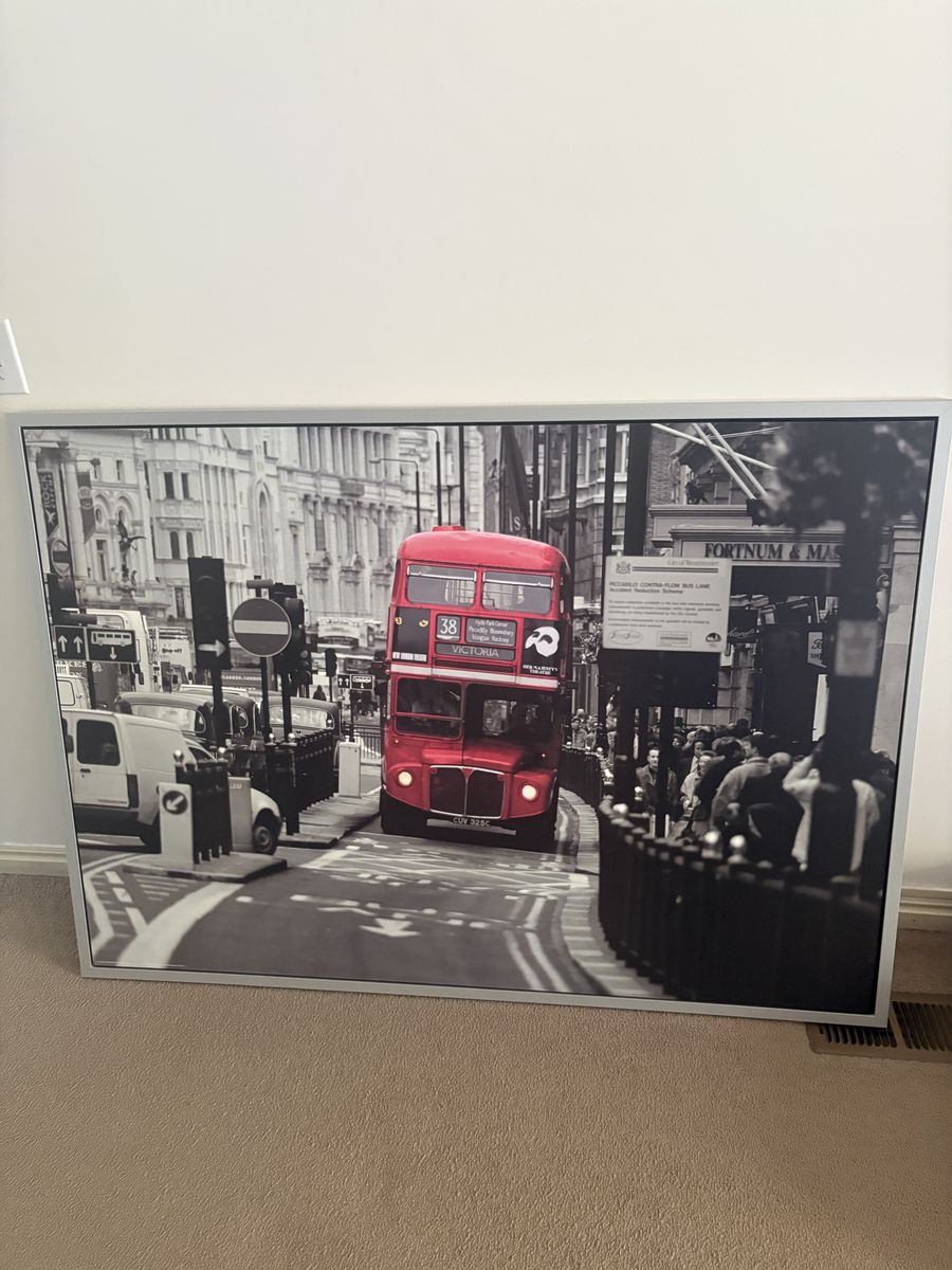 Large London Double Decker Bus Framed Wall Art Print 55 Inch