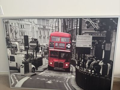 Large London Double Decker Bus Framed Wall Art Print 55 Inch