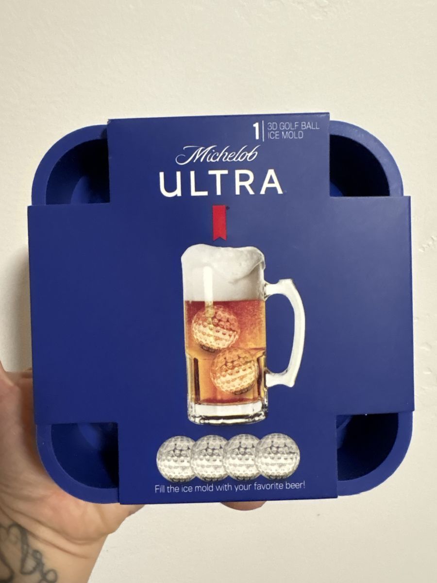 Michelob ULTRA 3D Golf Ball Ice Mold - Novelty Silicone Tray for Beverages