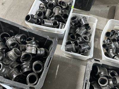 Massive Bulk Lot Black Iron Gas Pipe Fittings (511 Pcs) - HVAC Contractor or DIY Furniture Maker Stock