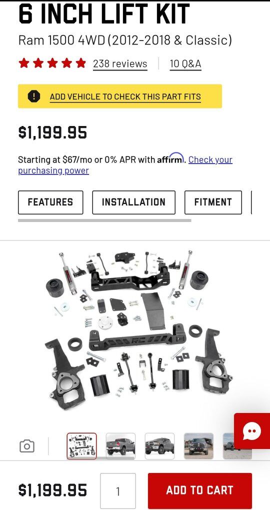 ram1500 2012-2018 6" lift kit