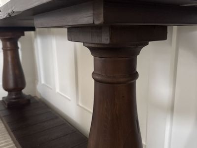 Dark Wood Console Table - Elegant Carved Legs & Lower Shelf from restoration hardware