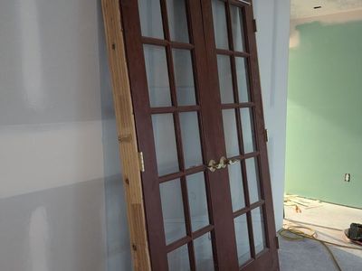 Used Wood French Doors with Glass Panels - Pre-hung, Ready for Installation