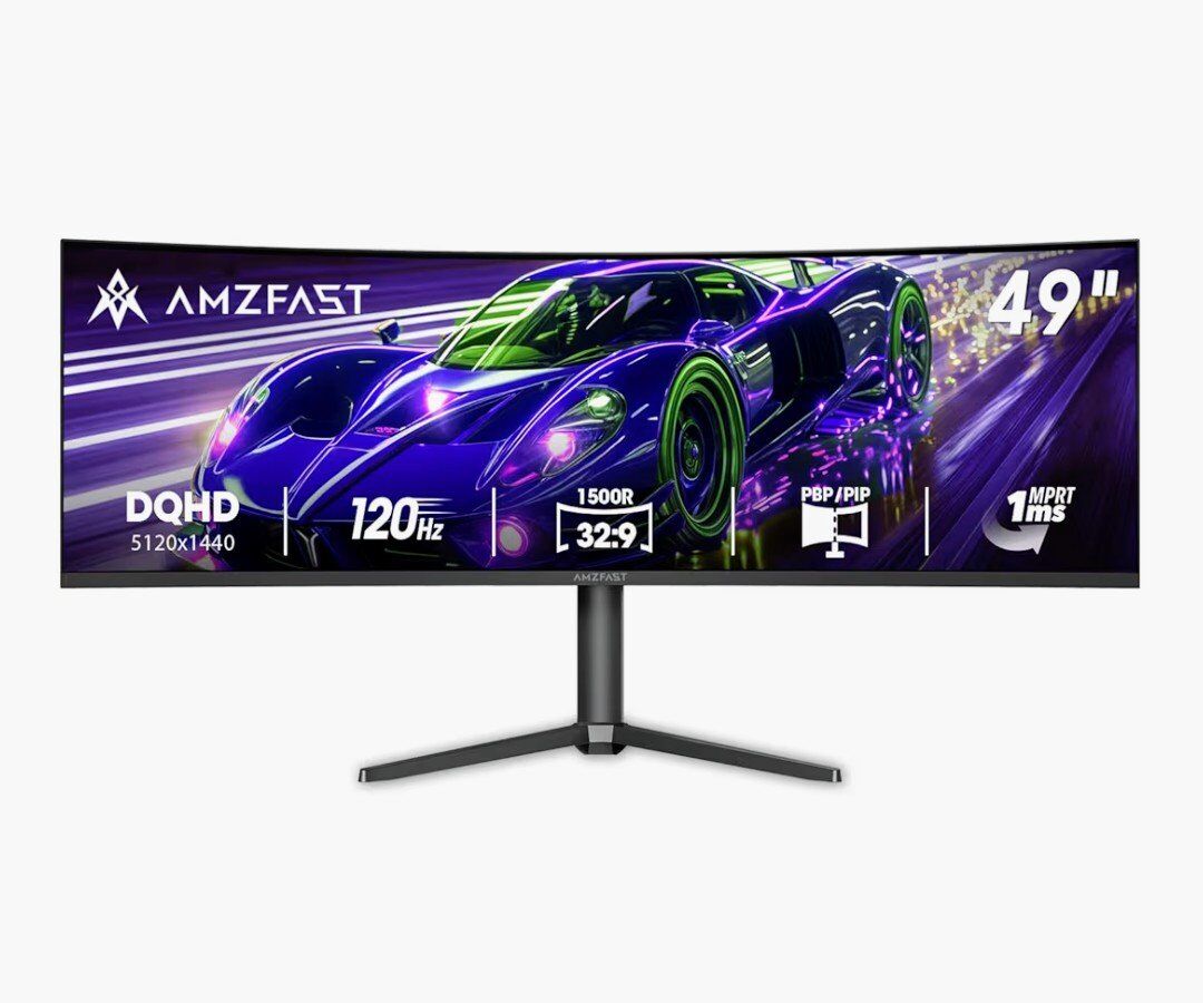 Amzfast 49" Curved Monitor 120Hz HDR New Open Box