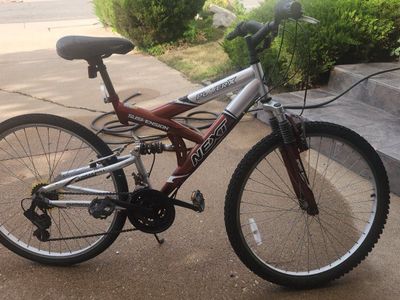 Next PowerX Mountain Bike 18-Speed Full Suspension Red Silver