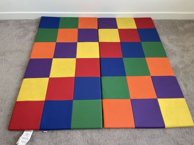 ECR4Kids SoftZone Patchwork Activity Folding Play Mat, 58in Square, Baby Essentials, Assorted