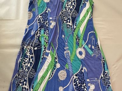 Gotttex Lifestyle Women’s S Blue Green Abstract Print Sleeveless Zip Dress