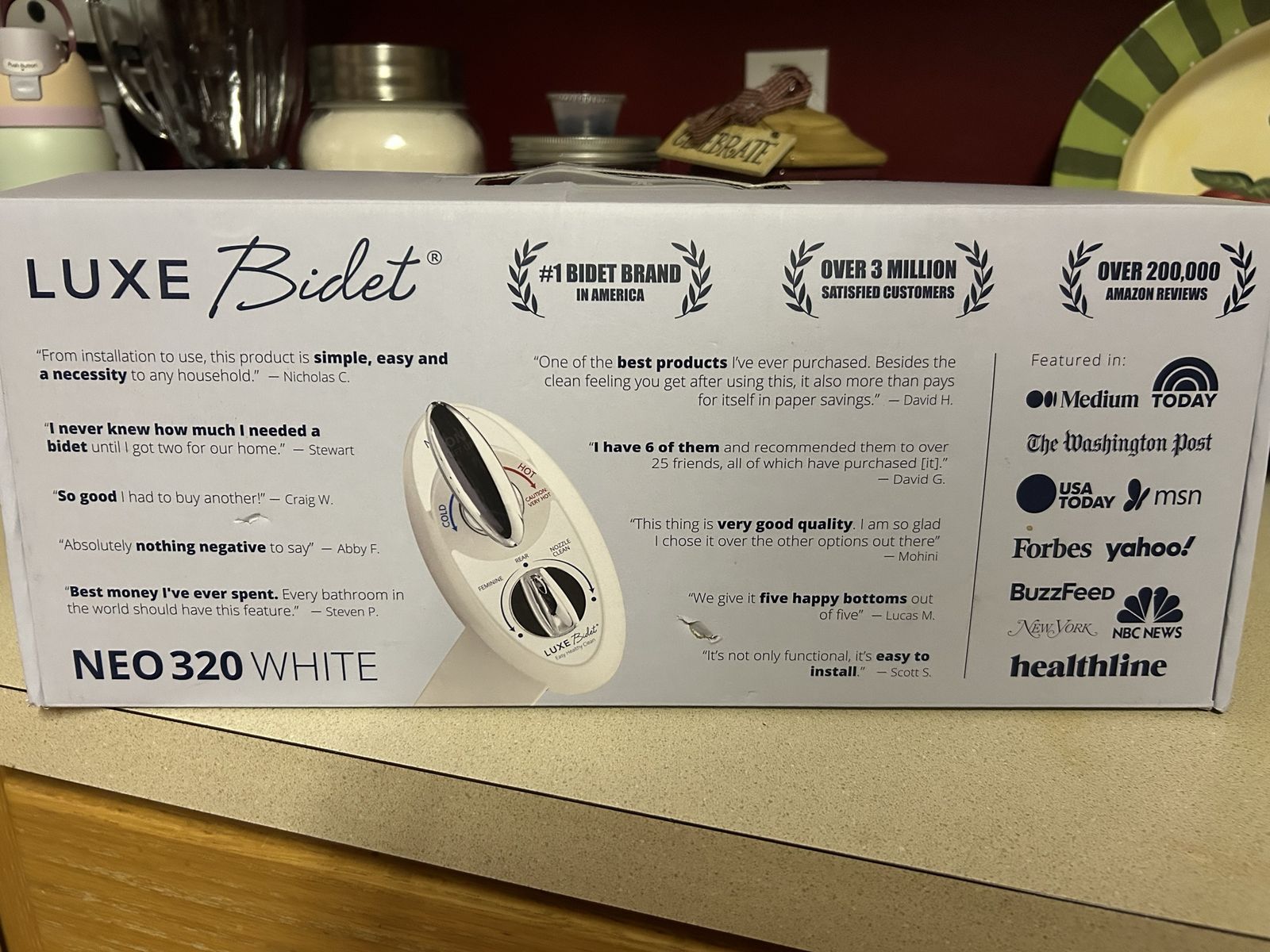 LUXE Bidet NEO 320 White Non-Electric Bidet Toilet Attachment with Dual Nozzles & Warm Water