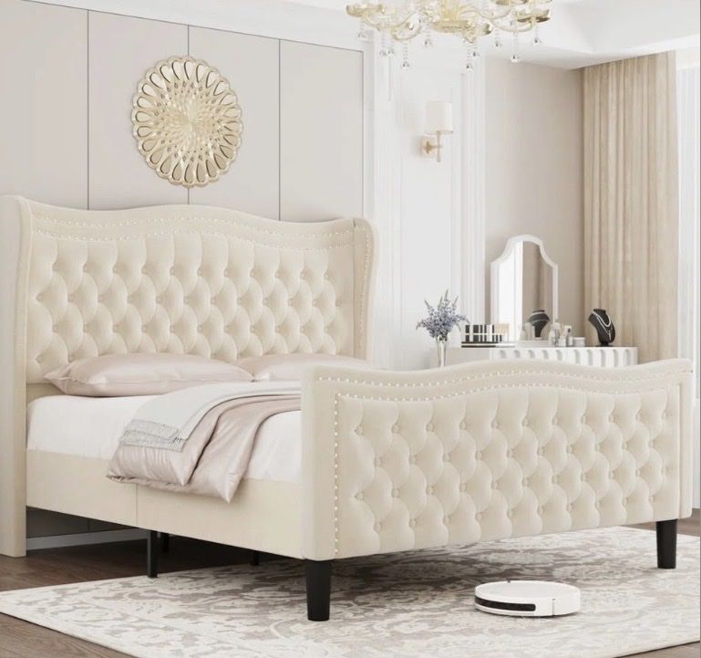 NEW- Kasydi Upholstered Wingback Bed Full Size