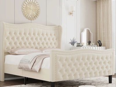 NEW- Kasydi Upholstered Wingback Bed Full Size
