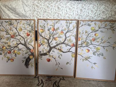 New. Beautiful Apple Tree Set Of 3 Pictures 16x24x3