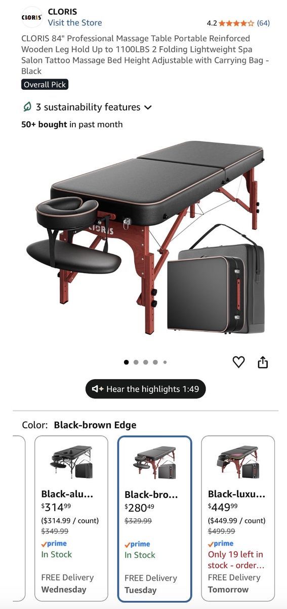 84” professional massage table
