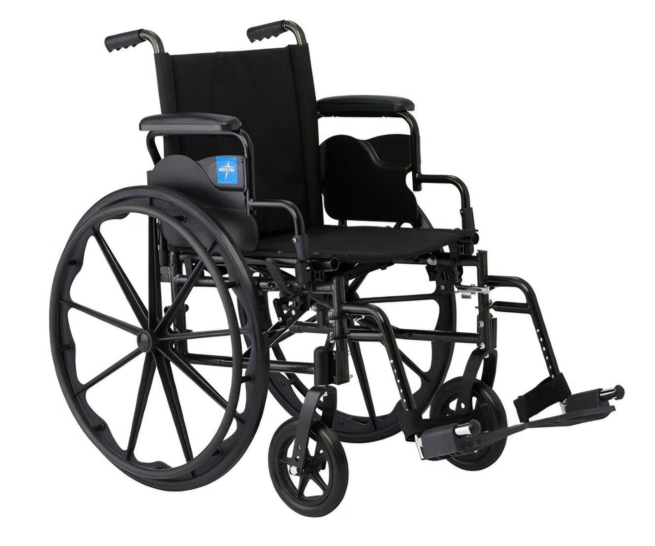 Medline 20” Foldable K4 Wheelchair with Swing-Back Desk-Length Arms & Swing-Away Footrests, 300 lbs. Capacity, Transport Chair f