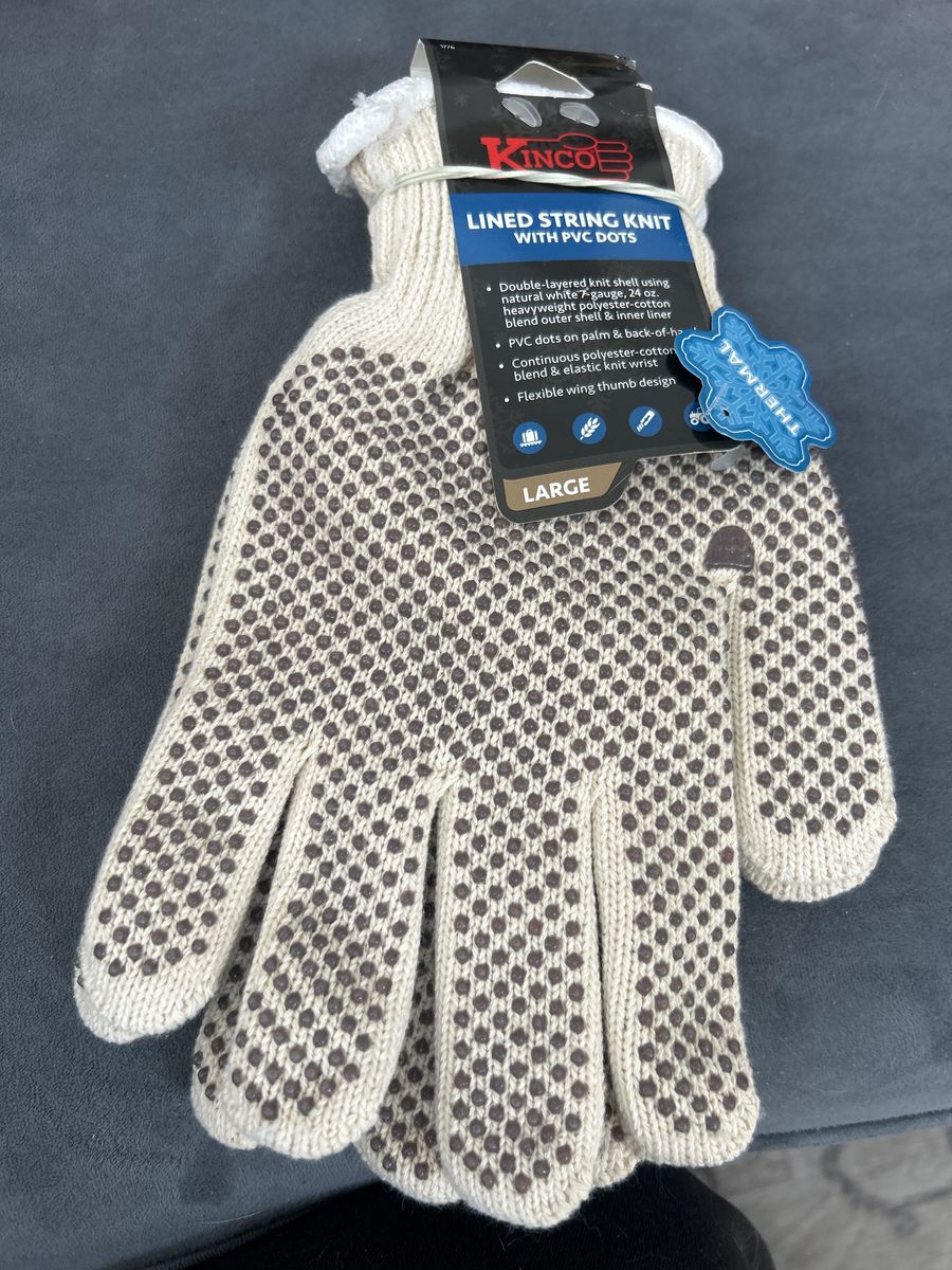 Kinco Lined String Knit Work Gloves with PVC Dots Size Large