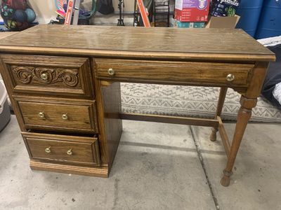 Wooden Vintage Desk with Drawers