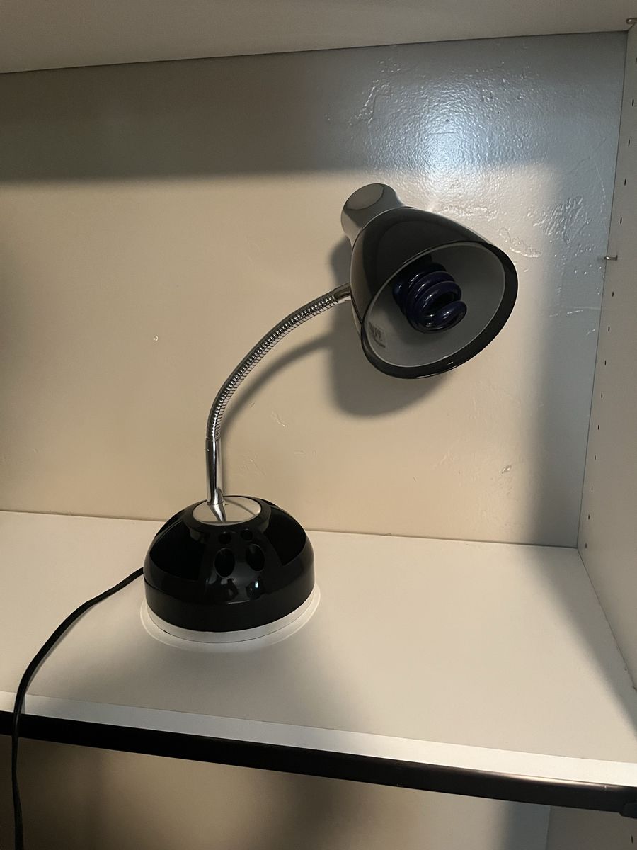 Black and Chrome Flexible Gooseneck Desk Lamp with Organizer Base
