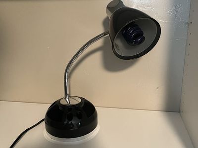 Black and Chrome Flexible Gooseneck Desk Lamp with Organizer Base