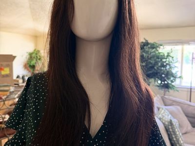 New. Luxurious Dark Brown Human Hair Wig - Long, Straight, Lace Front, Natural Part 26”