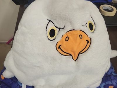 Novelty Animal Sleeping Bag with Eagle Hood and Blue Leaf Pattern