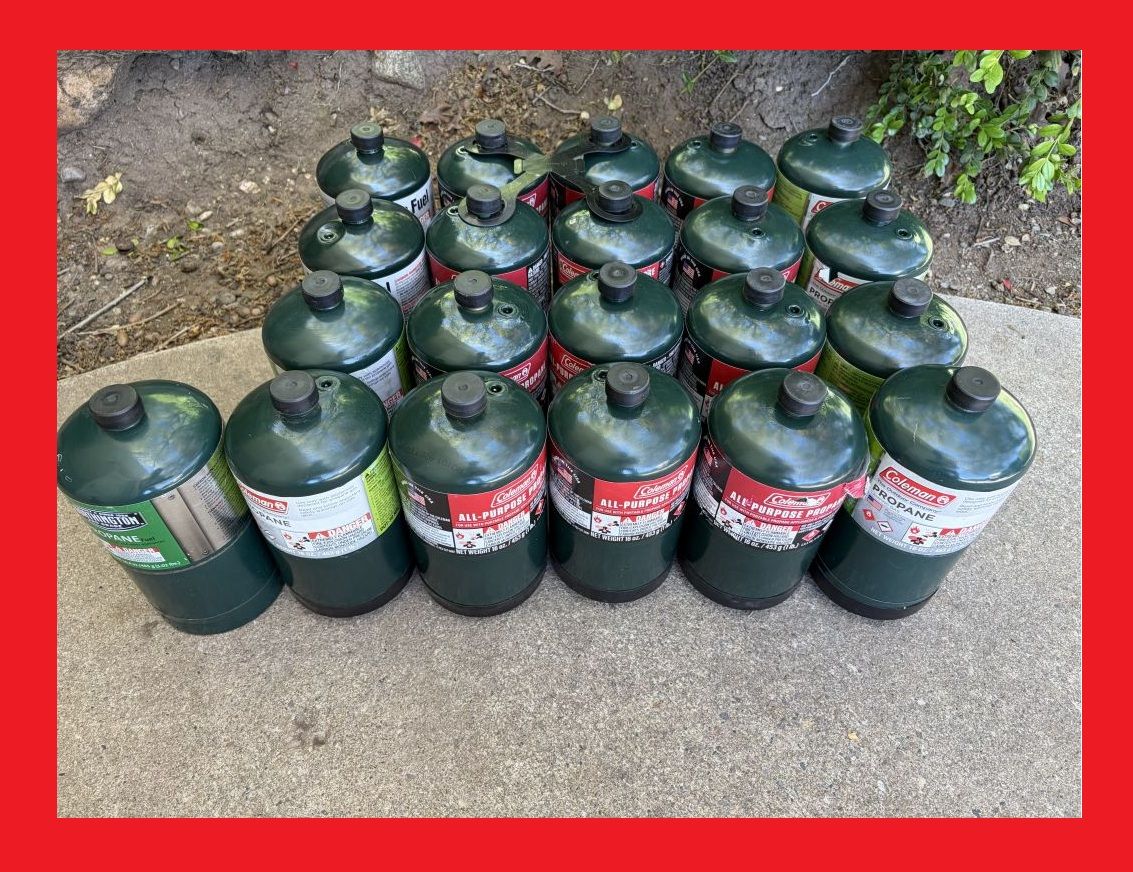 FULL - Coleman type All-Purpose Propane LP Gas Fuel 1LB Tanks/Canisters/Cylinders