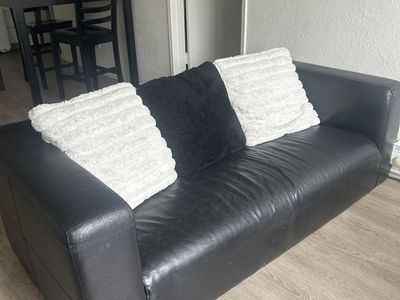 black leather couch