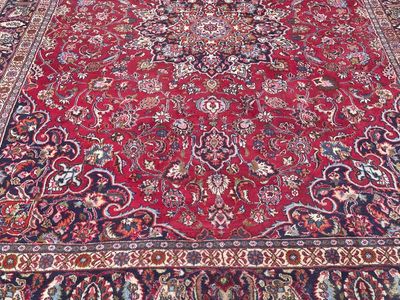9'7" x 12'7" Persian Area Rug Mashhad region 1970's, wool