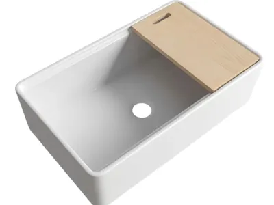 33" x 20" x 10" White Ceramic Farmhouse Sink