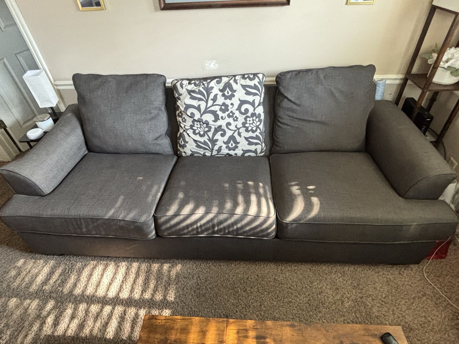 Gray Pull-Out Sleeper Sofa Couch, Used-Good Condition