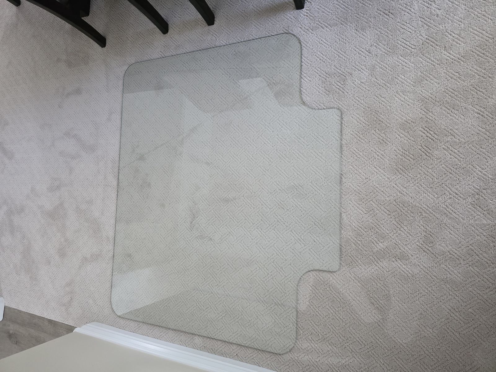 Lorell Clear Tempered Glass Chair Mat with Lip, 36" x 48" x .25"