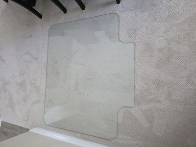 Lorell Clear Tempered Glass Chair Mat with Lip, 36" x 48" x .25"