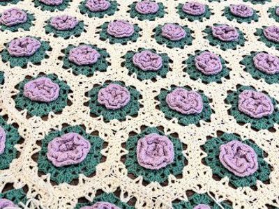 Like New 60x60” Purple Flower Square Afghan