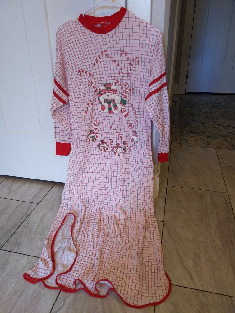 Vintage 80s or 90s Twilight Time Christmas Snowman Nightgown -Children's Large