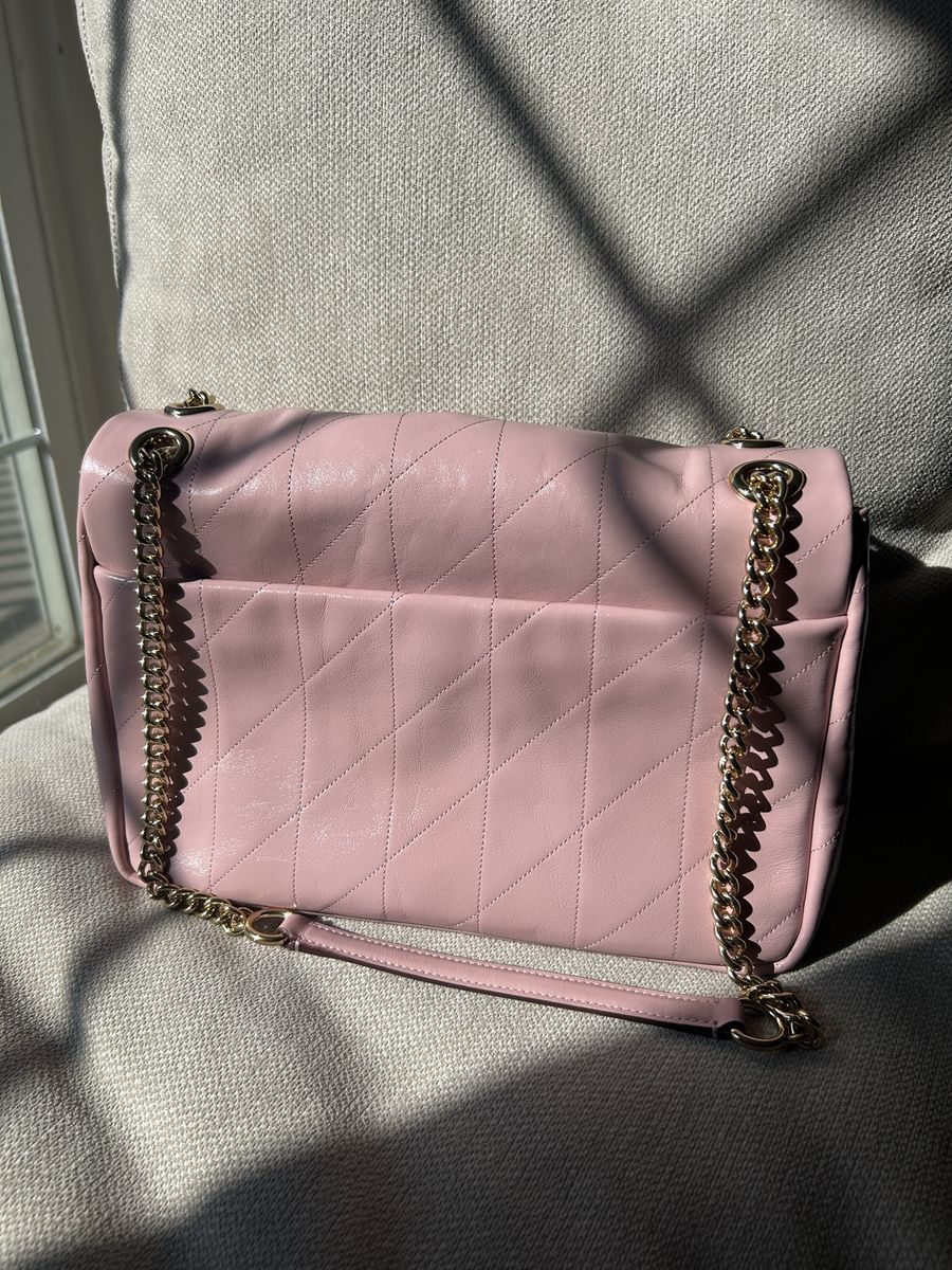 Coach Elodie Shoulder Bag in Quilted Pink Leather with Gold Chain Strap
