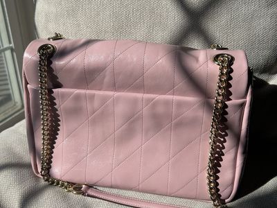 Coach Elodie Shoulder Bag in Quilted Pink Leather with Gold Chain Strap